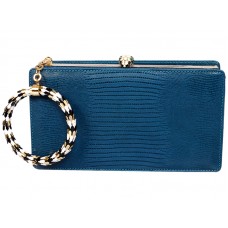 Bvlgari Serpenti Pochette Encadrée En Peau De Lézard Bleu