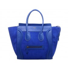 Sac cabas moyen Celine Luggage en cuir de veau bleu/daim