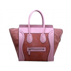 Sac cabas moyen Celine Luggage en cuir de veau rose/daim