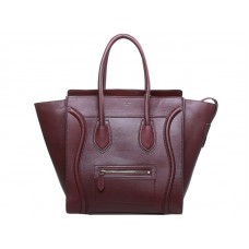 Sac cabas moyen Celine Luggage en cuir de veau bordeaux