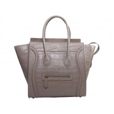 Sac cabas moyen Celine Luggage en cuir croco kaki