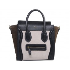 Sac cabas Celine Luggage Mini en veau beige clair/daim olive