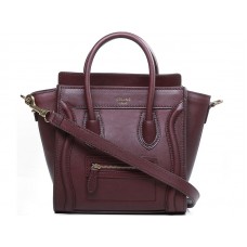 Sac cabas Celine Luggage Mini en cuir de veau bordeaux