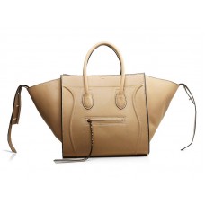 Sac cabas carré Celine Luggage Phantom beige avec finitions noires