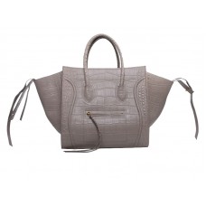 Sac cabas Celine Luggage Phantom Square en croco kaki clair