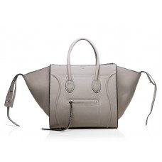 Sac cabas carré Celine Luggage Phantom gris avec finitions noires