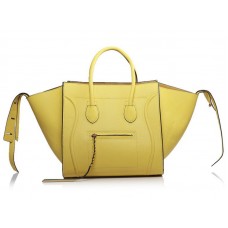 Sac cabas carré Celine Luggage Phantom citron avec finitions noires