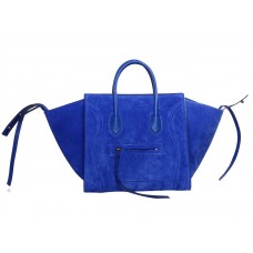 Sac cabas Celine Luggage Phantom Square en daim bleu vif