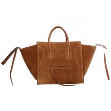 Sac cabas Celine Luggage Phantom Square en daim camel