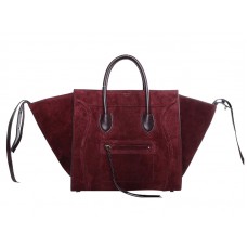 Sac cabas Celine Luggage Phantom Square en daim couleur vin