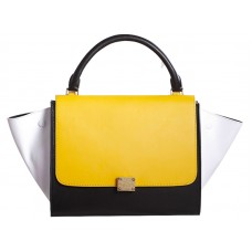 Sac bandoulière Céline Trapeze en cuir de veau multicolore jaune/noir/blanc