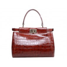 Sac Fendi Iconic Mini Peekaboo en cuir croco bordeaux