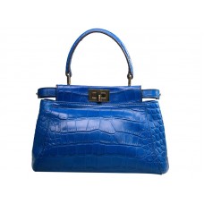 Sac Fendi Iconic Mini Peekaboo en cuir croco bleu clair
