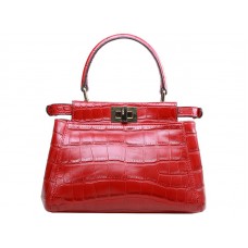 Sac Fendi Iconic Mini Peekaboo en cuir croco rouge