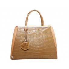 Sac cabas Fendi 2jours en cuir de veau effet croco beige
