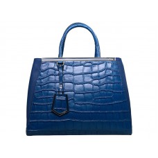 Sac cabas Fendi 2jours en cuir de veau bleu croco