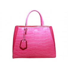 Sac cabas Fendi 2jours en cuir de veau effet croco rose fuchsia