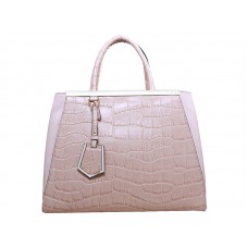 Sac cabas Fendi 2jours en cuir de veau rose croco