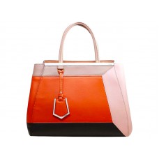 Sac cabas Fendi 2jours en cuir de veau patchwork orange