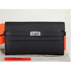 Portefeuille Kelly Long Hermes Dogon Togo en cuir Togo original noir