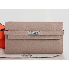 Portefeuille Kelly Long Hermes Dogon Togo en cuir Togo original gris