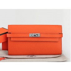 Portefeuille Kelly Long Hermes Dogon Togo en cuir Togo original orange