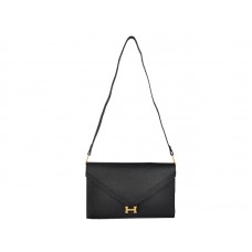Pochette Hermes Pilot noire avec finitions dorées