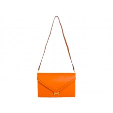 Pochette Hermès Pilot orange avec finitions dorées