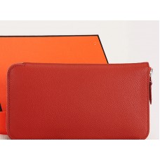 Portefeuille Hermès à fermeture éclair, cuir de veau Epsom marron