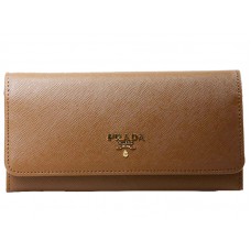 Portefeuille Prada en cuir Saffiano marron