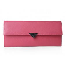 Portefeuille Prada en cuir de veau Saffiano rose