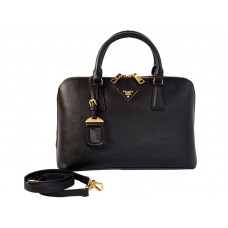 Sac Prada Saffiano en cuir noir, format moyen, avec poignée supérieure