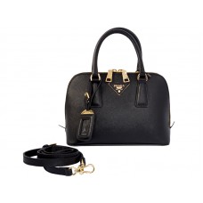 Sac Prada Saffiano en cuir noir à poignée supérieure, format mini