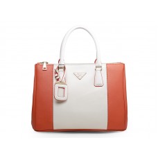 Sac cabas Prada Saffiano Lux blanc et orange