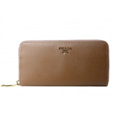 Portefeuille Zippy Prada Saffiano marron clair