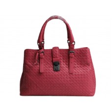 Bottega Veneta Roma Intrecciato Cabas en cuir Rouge