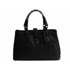 Bottega Veneta Sac à main en cuir Intrecciato Roma Noir