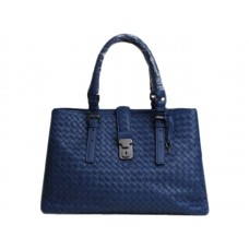 Bottega Veneta Sac à main en cuir Intrecciato Roma Bleu foncé