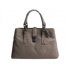 Bottega Veneta Roma Intrecciato Cabas en cuir Gris