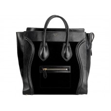 Sac cabas Celine Luggage grand format en cuir de veau noir/daim noir