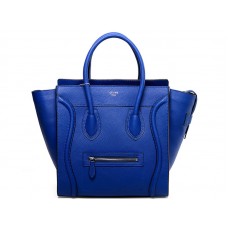 Sac cabas moyen Celine Luggage en cuir de veau bleu royal