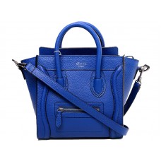 Sac cabas Celine Luggage Mini en cuir de veau bleu