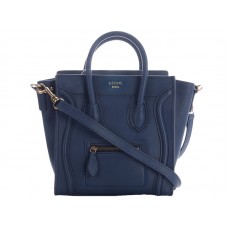 Sac cabas Celine Luggage Mini en cuir de veau bleu foncé