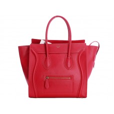 Sac cabas moyen Celine Luggage en cuir de veau rouge