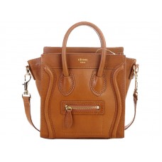 Sac cabas Celine Luggage Mini en cuir de veau camel