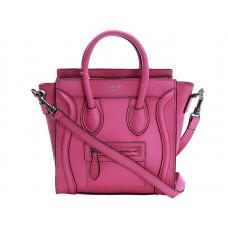 Sac cabas Celine Luggage Mini en cuir de veau rose fluo