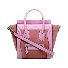 Sac cabas Celine Luggage Mini en cuir de veau rose/daim rose