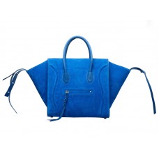Sac cabas Celine Luggage Phantom Square en daim bleu