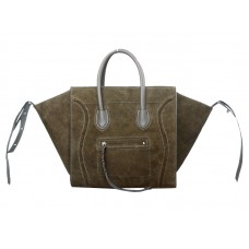 Sac cabas Celine Luggage Phantom Square en daim olive