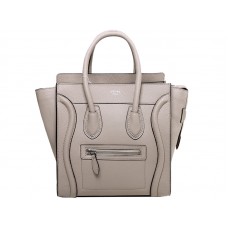 Petit sac cabas Celine Luggage en cuir de veau kaki clair